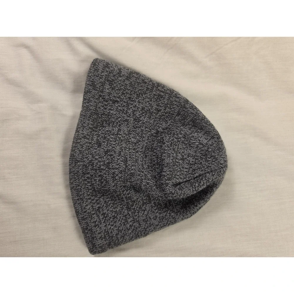 The North Face Hat Beanie Gray Knit Fleece Lined Logo Mens One Size Winter